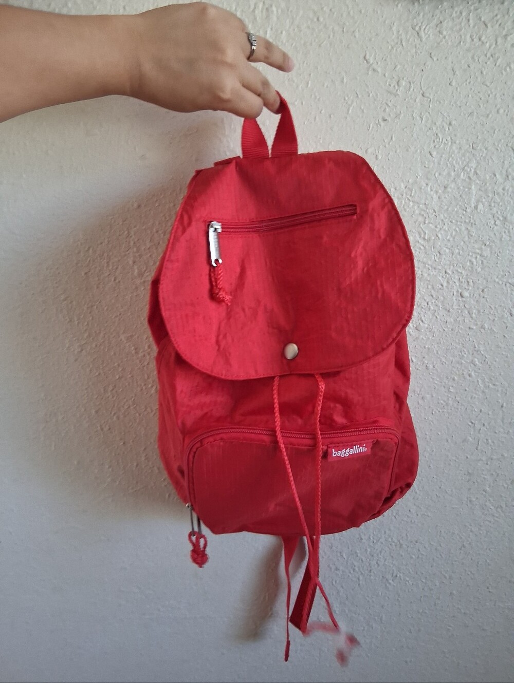 Baggallini Red Convert Drawstring Backpack - Picture 5 of 8